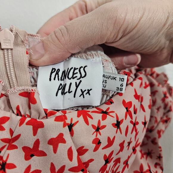 Princess Poly Deniz Pink Mini Dress Ruffle Floral Spaghetti Straps Size Small/6 - Picture 7 of 7
